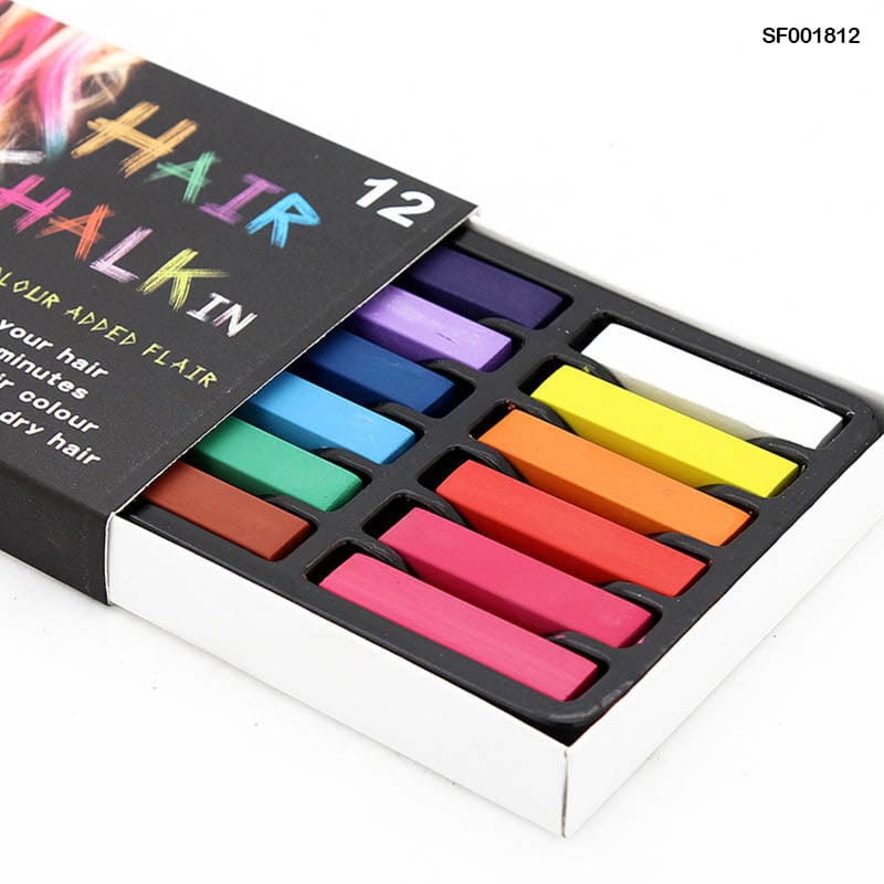 MG Traders Kids Painting Materials Hair Chalk 12 Colors Black Box (Sf001812)