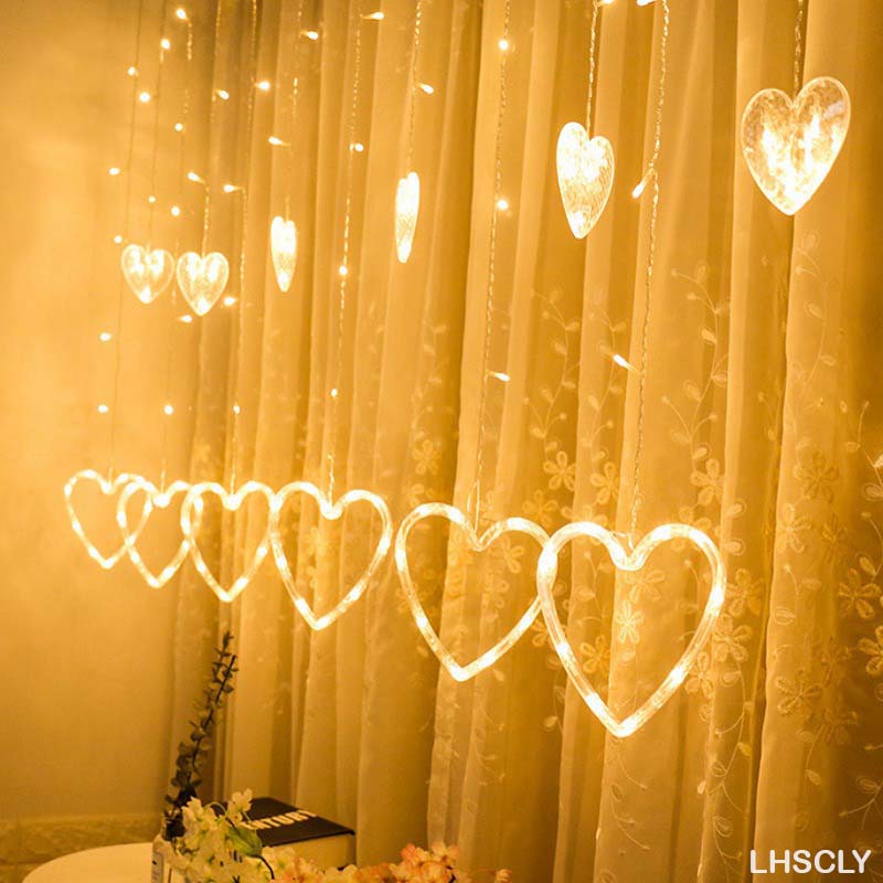 MG Traders Led Lights & Boxes Led Heart Shaped Curtain Light Lhscly