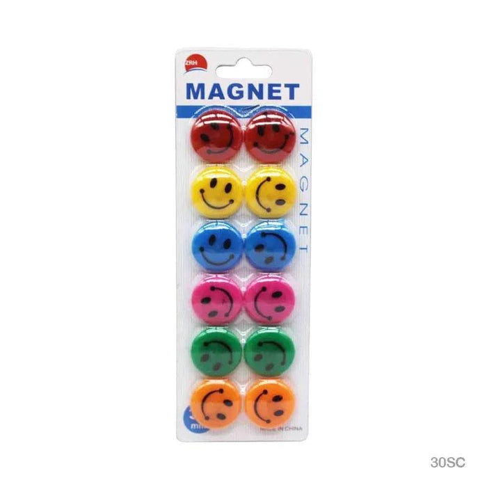 Colorful  Smile Face Magnets 30mm(12pcs) Pack of 1