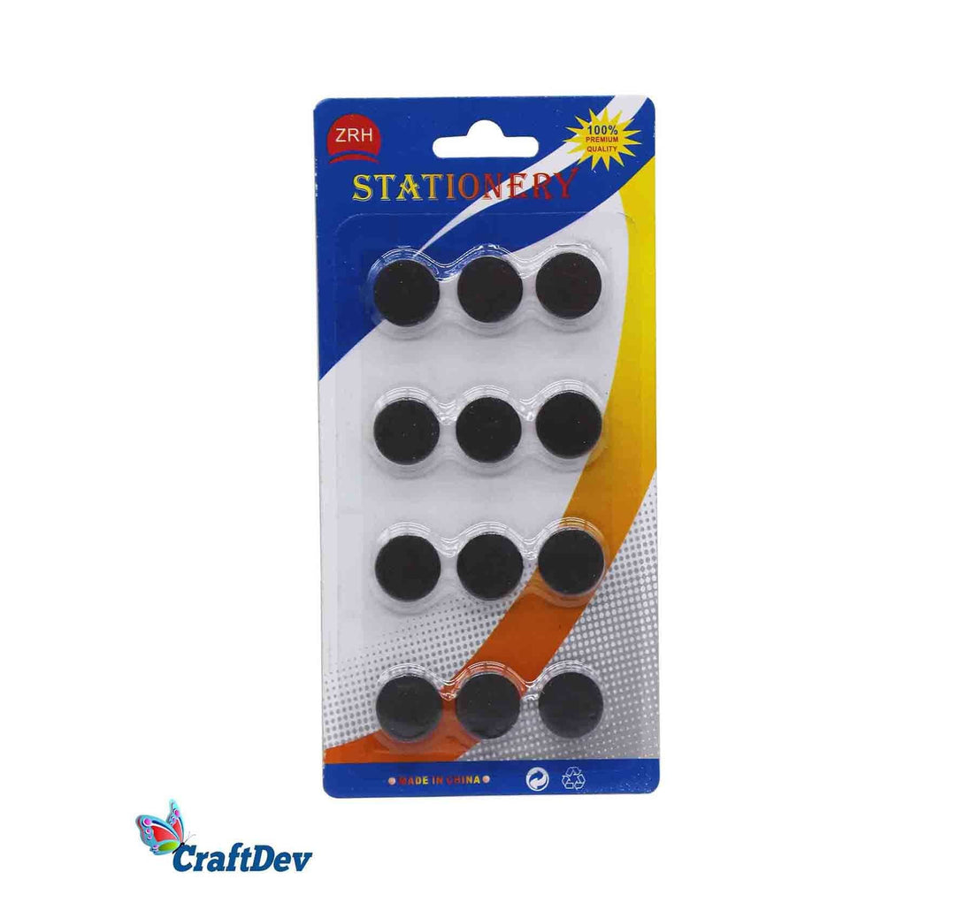 MG Traders Magnet Sheet & Buttons Black Magnet 12Pc Card Midium (B12M)  (Pack of 4)