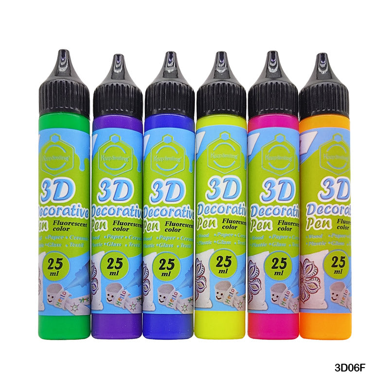 MG Traders Mandala & Art Pens 3D Decorative Color Pen 6Pc (3D06F)