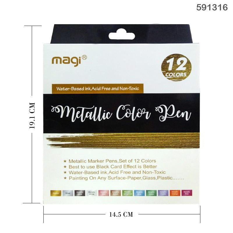 MG Traders Mandala & Art Pens 591316 Magi Metallic Color Pen 12 Color