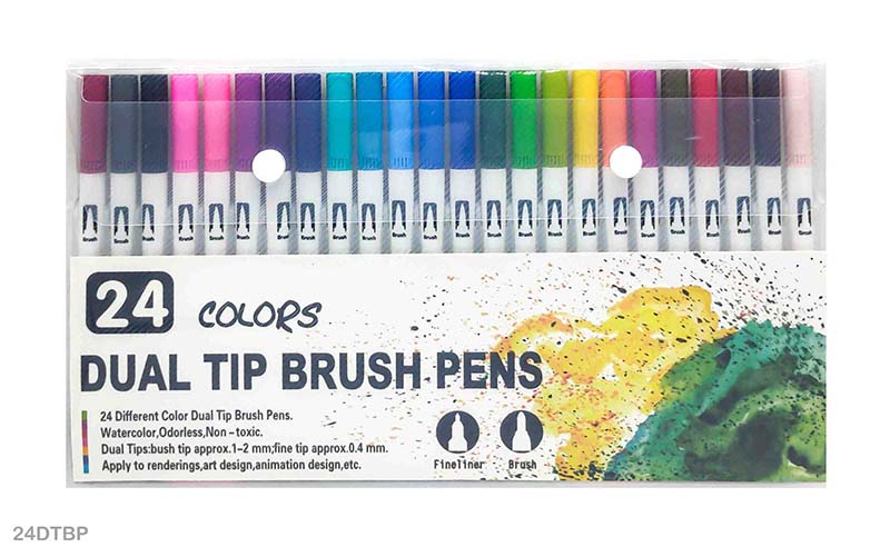 MG Traders Mandala & Art Pens Dual Tip Brush Pen 24 Color Set (24Dtbp)
