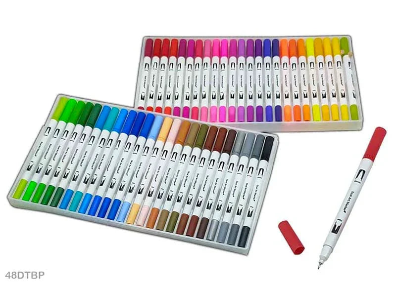 MG Traders Mandala & Art Pens Dual Tip Brush Pen 48 Color Set (48Dtbp)
