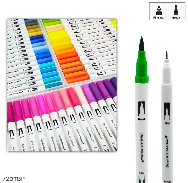 MG Traders Pen Dual Tip Brush Pen 72 Color Set (72Dtbp)