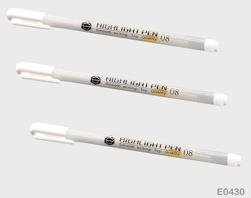 MG Traders Mandala & Art Pens E0430 3Pcs Highlights Pen White 0.8Mm  (Pack of 3)