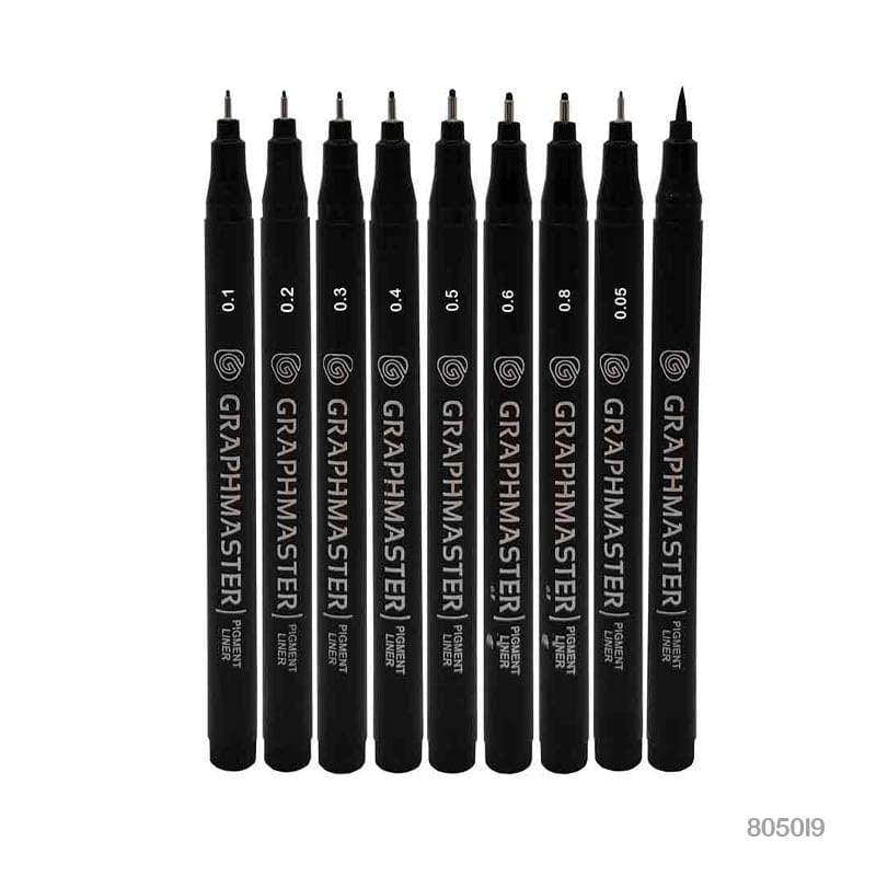 MG Traders Drawing Materials Pigment Liner Pen 9Pc (8050I-9)