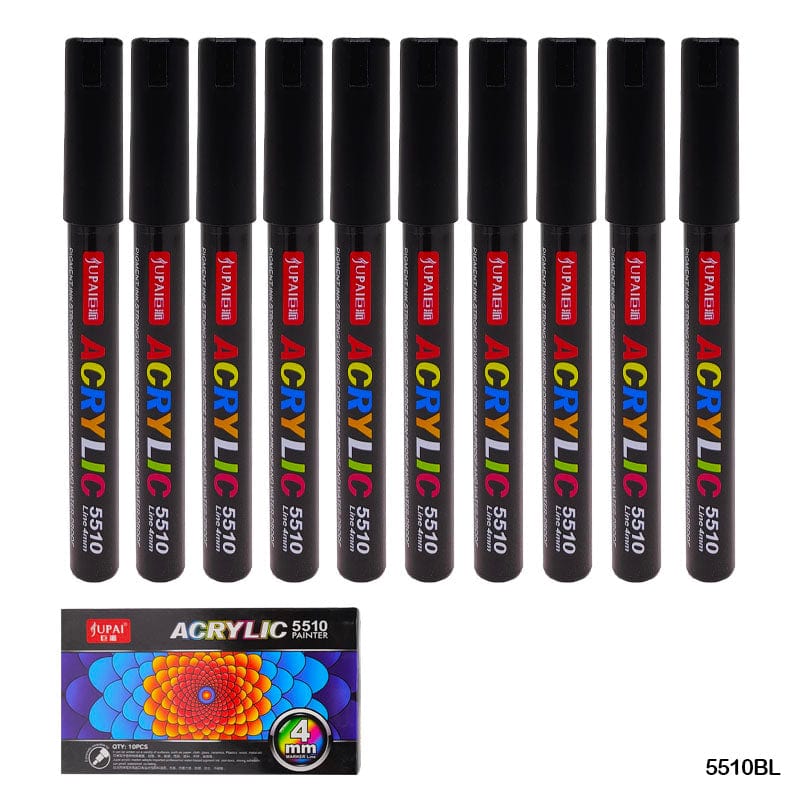 MG Traders Marker 5510Bl Acrylic Paint Marker Black 10Pc 4Mm