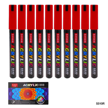 MG Traders Marker 5510R Acrylic Paint Marker Red 10Pc 4Mm