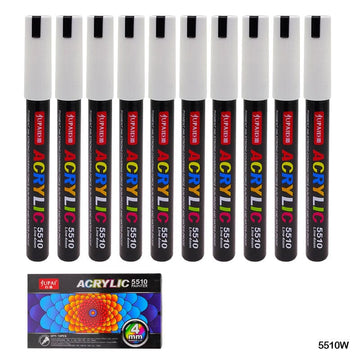 MG Traders Marker 5510W Acrylic Paint Marker White 10Pc 4Mm