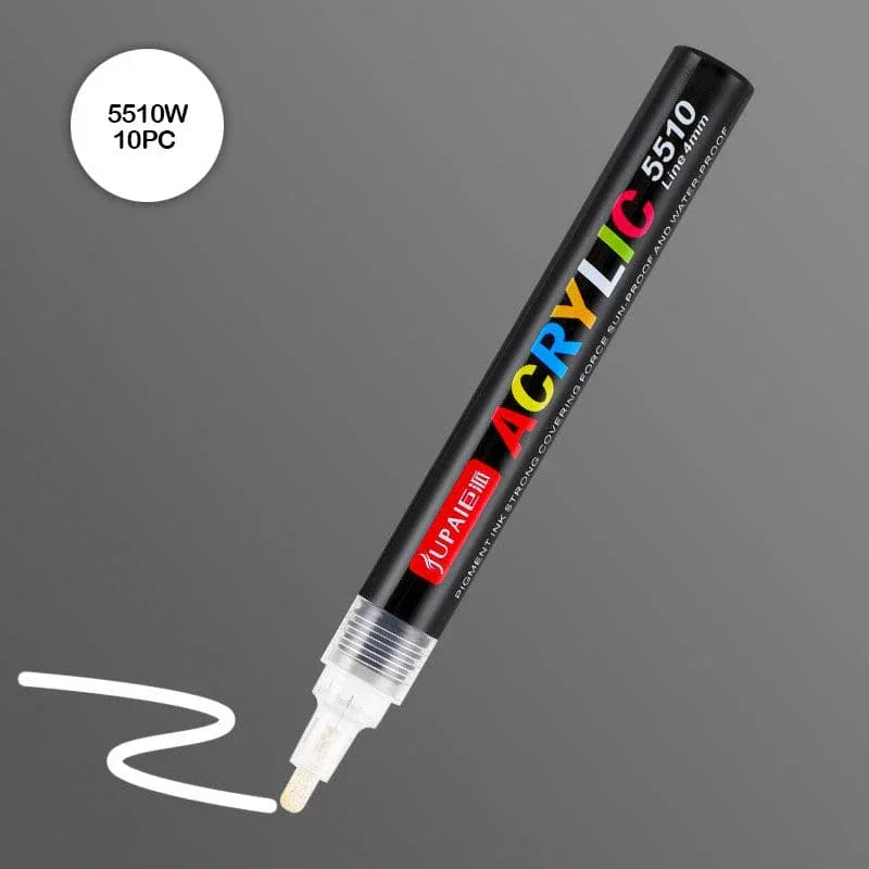 MG Traders Marker 5510W Acrylic Paint Marker White 10Pc 4Mm