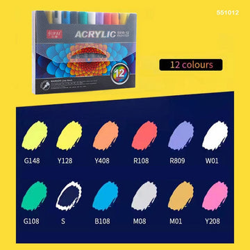 Acrylic Paint Marker 12 Color 4Mm (551012)