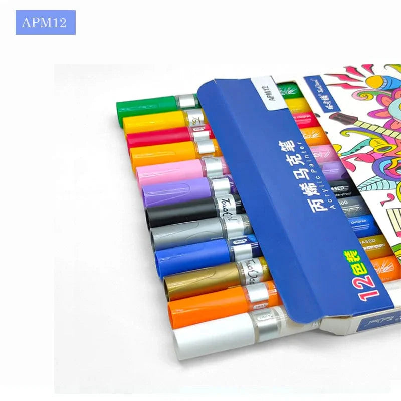 MG Traders Marker Acrylic Paint Marker 12 Mix Color Touch Cool (Apm12)