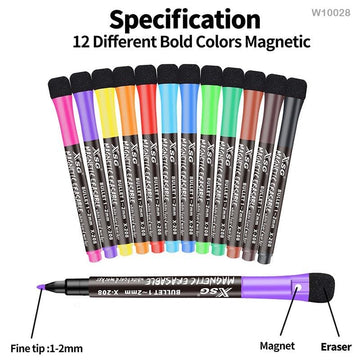 W10028 Magnetic Erasable Marker 12 Color