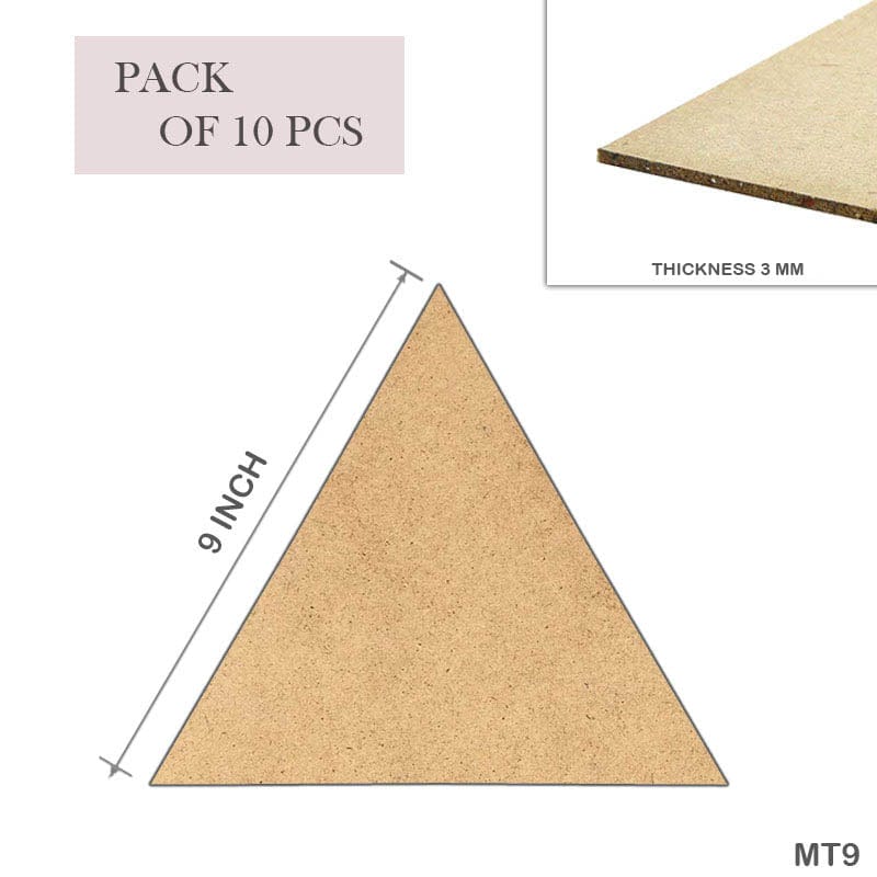 MG Traders Mdf Cutout Mdf Triangle 9 Inch  10Pcs (Mt9)