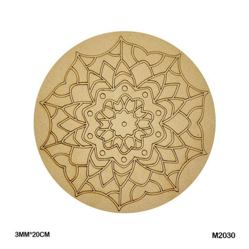 MG Traders MDF & wooden Crafts M2030 Mdf Cutout Round Mandala Engrave 3Mm*20Cm