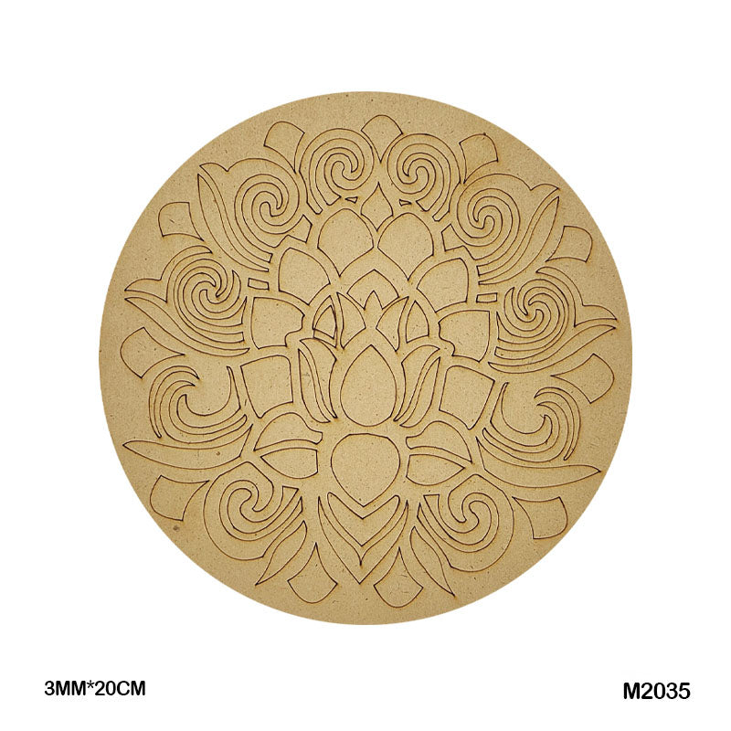 MG Traders MDF & wooden Crafts M2035 Mdf Cutout Round Mandala Engrave 3Mm*20Cm