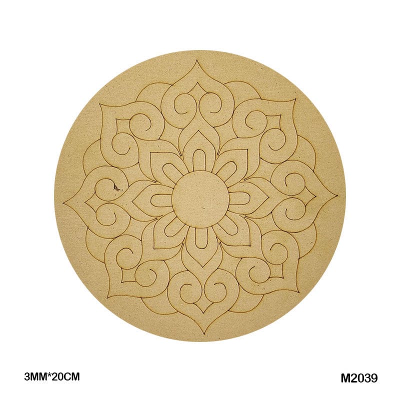 MG Traders MDF & wooden Crafts M2039 Mdf Cutout Round Mandala Engrave 3Mm*20Cm