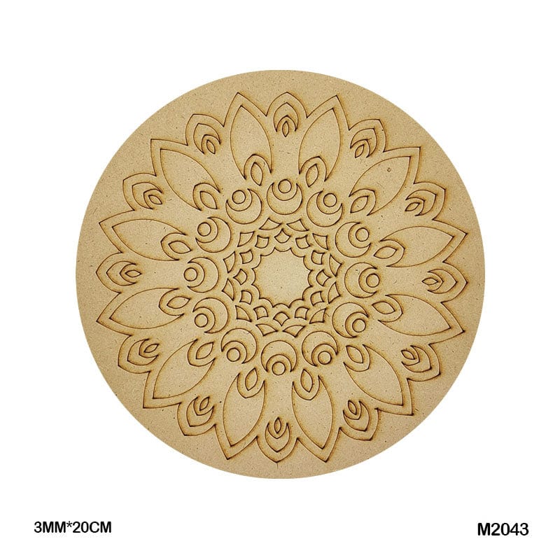 MG Traders MDF & wooden Crafts M2043 Mdf Cutout Round Mandala Engrave 3Mm*20Cm