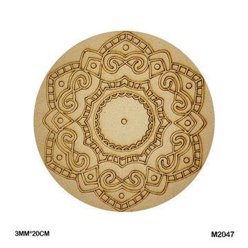 MG Traders MDF & wooden Crafts M2047 Mdf Cutout Round Mandala Engrave 3Mm*20Cm
