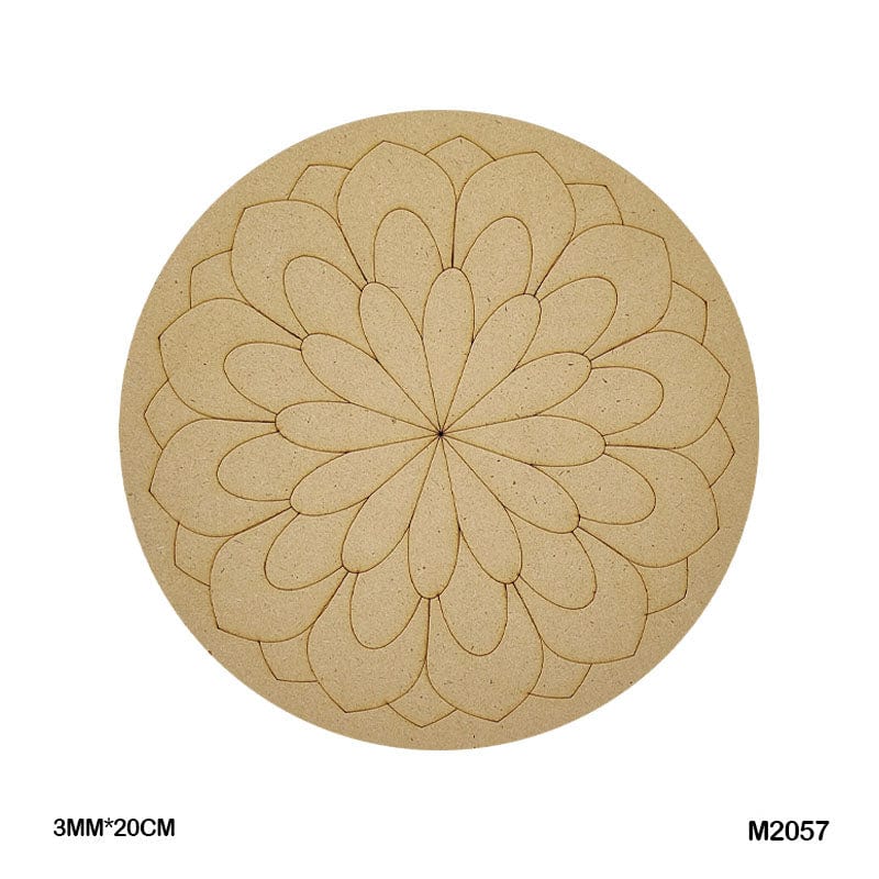 MG Traders MDF & wooden Crafts M2057 Mdf Cutout Round Mandala Engrave 3Mm*20Cm