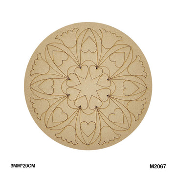 MG Traders MDF & wooden Crafts M2067 Mdf Cutout Round Mandala Engrave 3Mm*20Cm