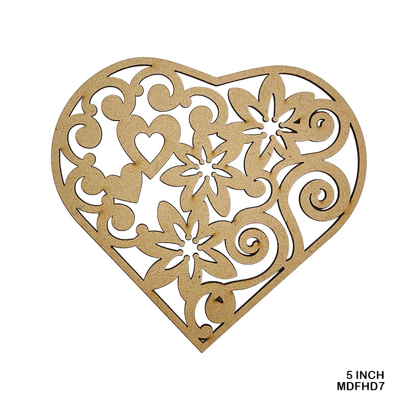 MG Traders MDF & wooden Crafts Mdf Cutout Heart Design 5 Inch (Mdfhd7)