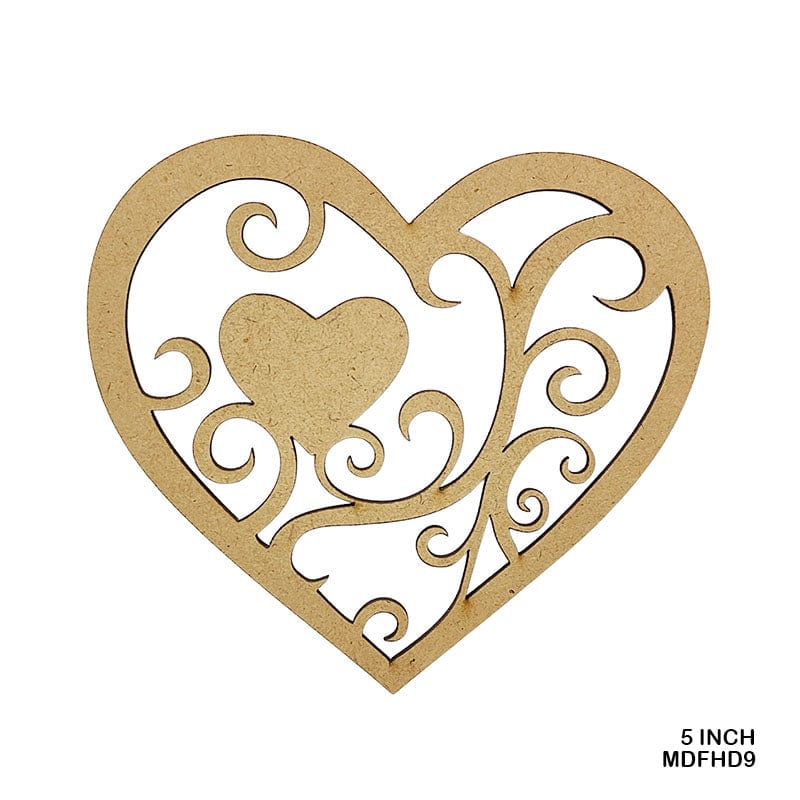 MG Traders MDF & wooden Crafts Mdf Cutout Heart Design 5 Inch (Mdfhd9)