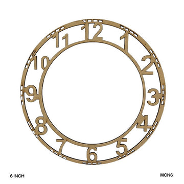 MG Traders MDF & wooden Crafts Mdf Cutout Numeric Watch Round 1Pc 6 Inch
