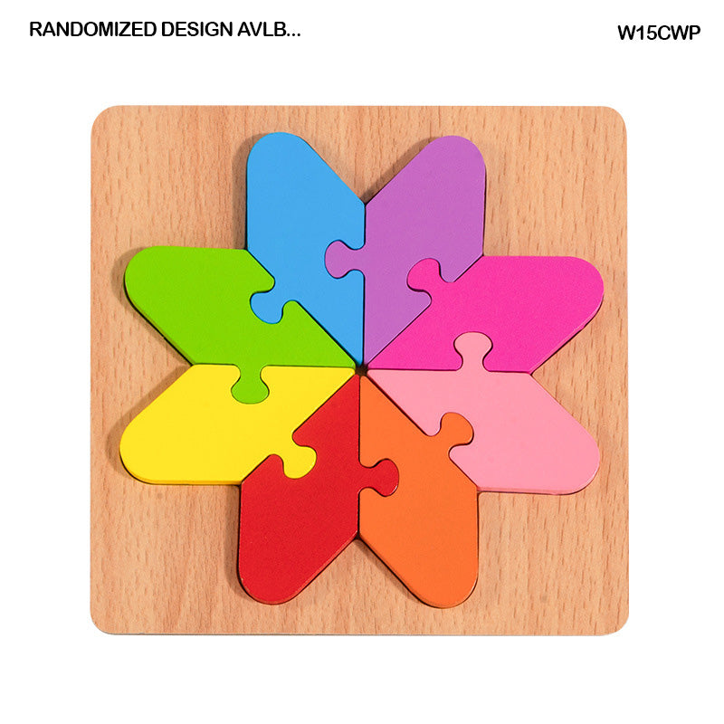 MG Traders MDF & wooden Crafts Wt 15X15Cm Colorful Wooden Block Puzzle (W15Cwp)