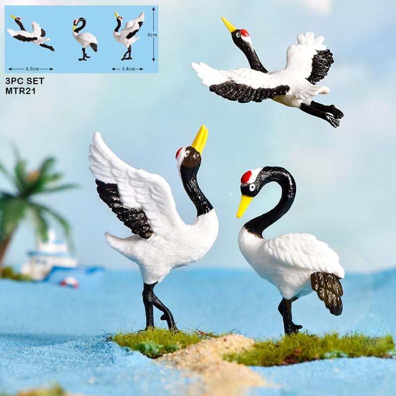 MG Traders Miniature Miniature Model Mtr21 Red Crowned Crane (3Pc)