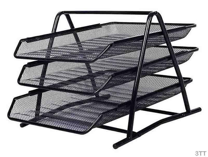 3-Tier Mesh Document Tray - Desktop File Organizer