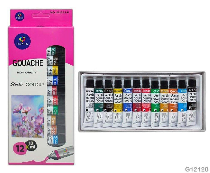 Vibrant Gouache Paint Set - 12 Assorted Colors