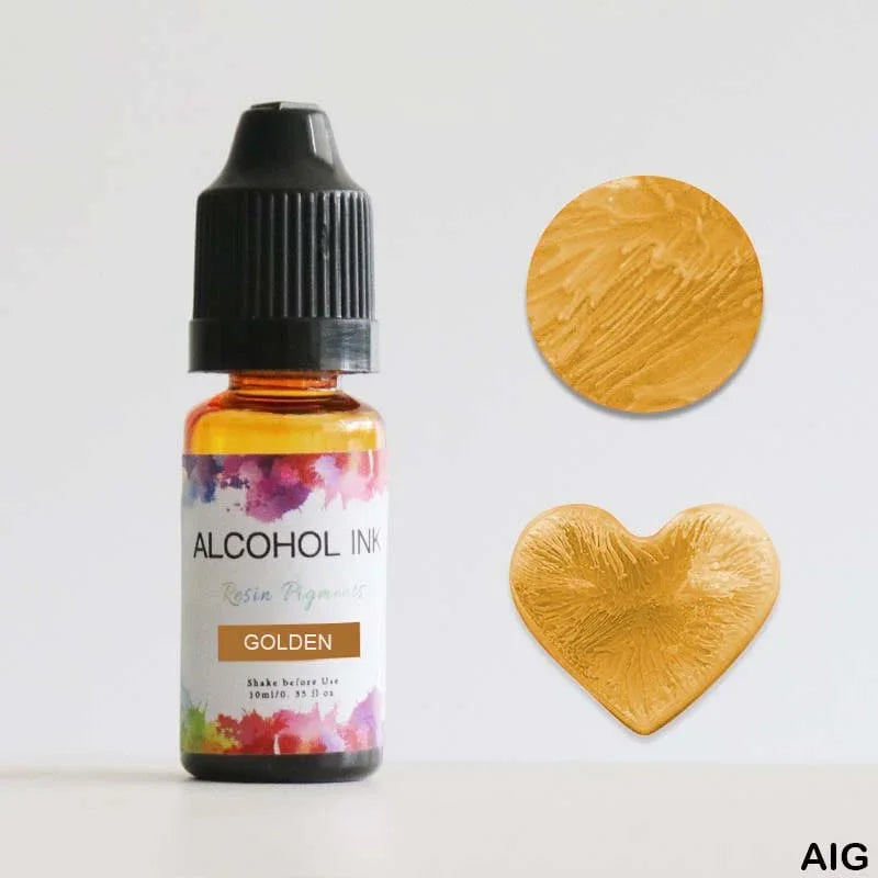 Golden Metallic Alcohol Ink 10ml for Resin & Crafts