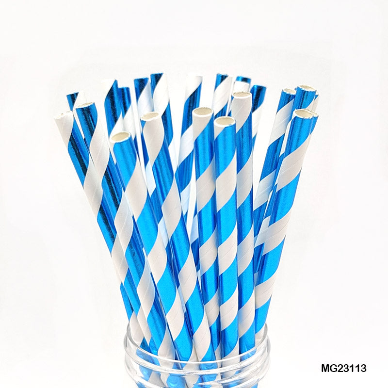 MG Traders Pack Balloon & Party Products Paper Straw Foiled Stripe 25Pcs (Mg231-13)  (Contain 1 Unit)