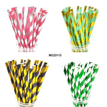 Paper Straw Foiled Stripe 25Pcs (Mg231-13)  (Contain 1 Unit)