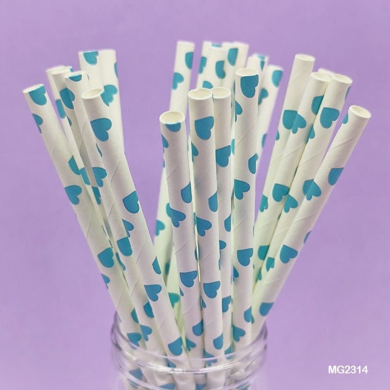 MG Traders Pack Balloon & Party Products Paper Straw Plain Heart 25Pcs (Mg231-4)  (Contain 1 Unit)