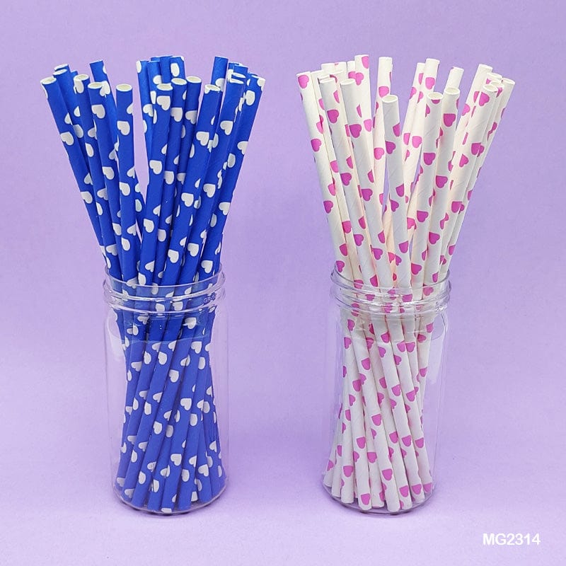 MG Traders Pack Balloon & Party Products Paper Straw Plain Heart 25Pcs (Mg231-4)  (Contain 1 Unit)