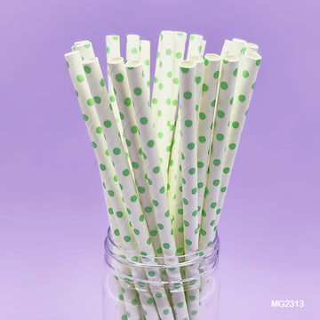 MG Traders Pack Balloon & Party Products Paper Straw Plain Small Dots 25Pcs (Mg231-3)  (Contain 1 Unit)