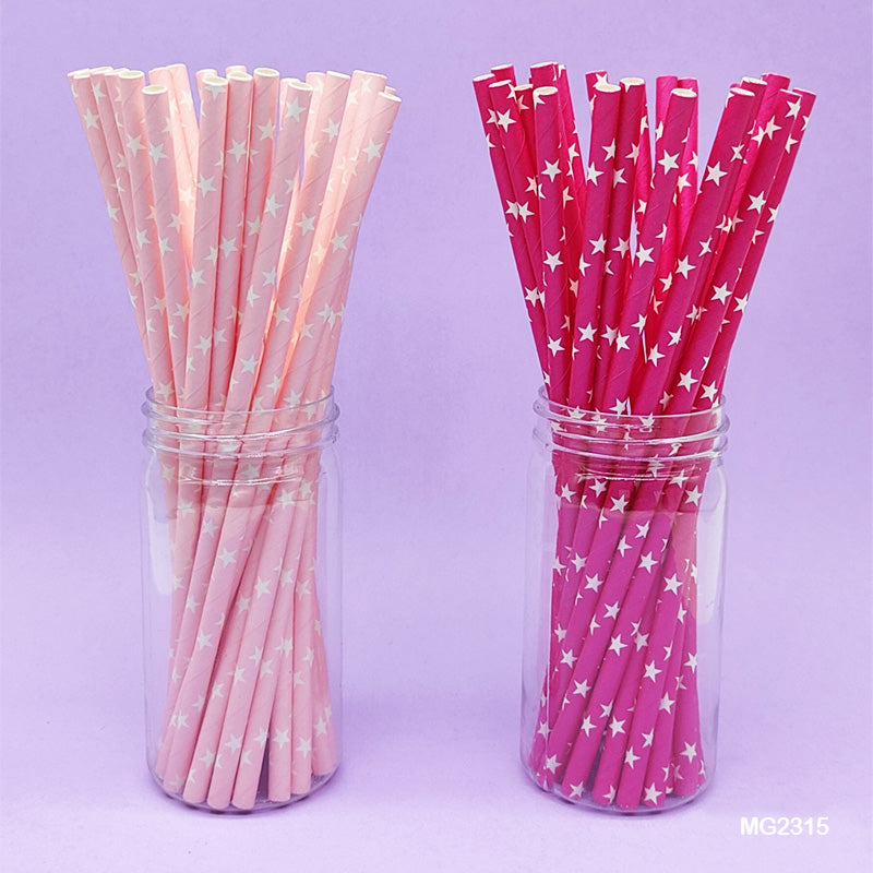 MG Traders Pack Balloon & Party Products Paper Straw Plain Star 25Pcs (Mg231-5)  (Contain 1 Unit)