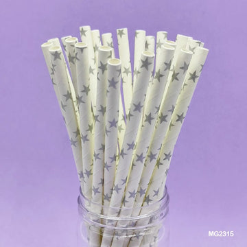 MG Traders Pack Balloon & Party Products Paper Straw Plain Star 25Pcs (Mg231-5)  (Contain 1 Unit)