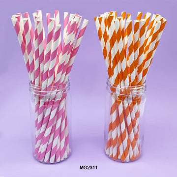 MG Traders Pack Balloon & Party Products Paper Straw Plain Stripe 25Pcs (Mg231-1)  (Contain 1 Unit)