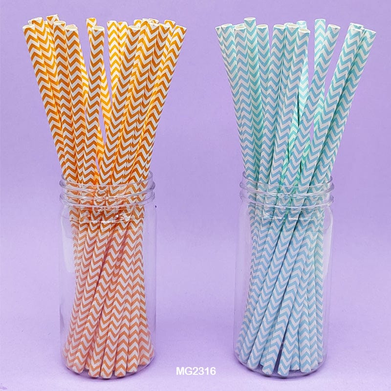 MG Traders Pack Balloon & Party Products Paper Straw Plain Zigzag 25Pcs (Mg231-6)  (Contain 1 Unit)