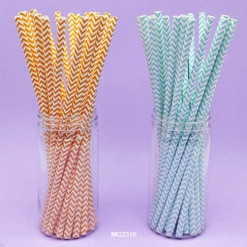 MG Traders Pack Balloon & Party Products Paper Straw Plain Zigzag 25Pcs (Mg231-6)  (Contain 1 Unit)