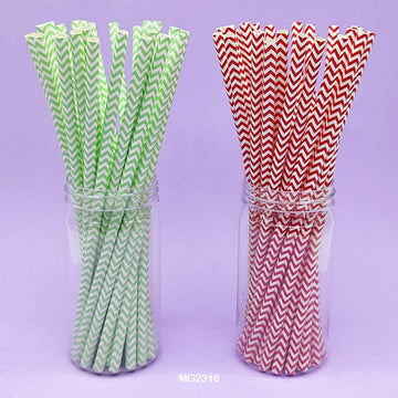 Paper Straw Plain Zigzag 25Pcs (Mg231-6)  (Contain 1 Unit)