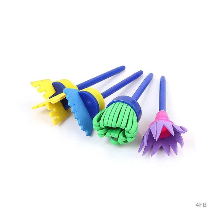 Fun Flower Design Foam Brushes - 4 Piece Set