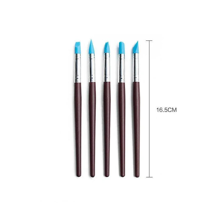 5 Piece Brown Silicone Brush Set for Resin & Crafts