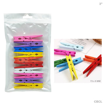 MG Traders Pack Clip Clip 10Pc Big Color 3" Wooden (Cbcl)  (Contain 1 Unit)