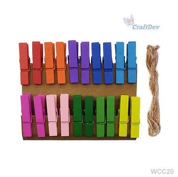 MG Traders Pack Clip Wooden Clip Color 20Pcs Pack (Wcc20)  (Contain 1 Unit)
