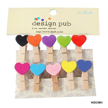 Wooden Design Clip Pkt Multi Heart (Wdcmh)  (Contain 1 Unit)